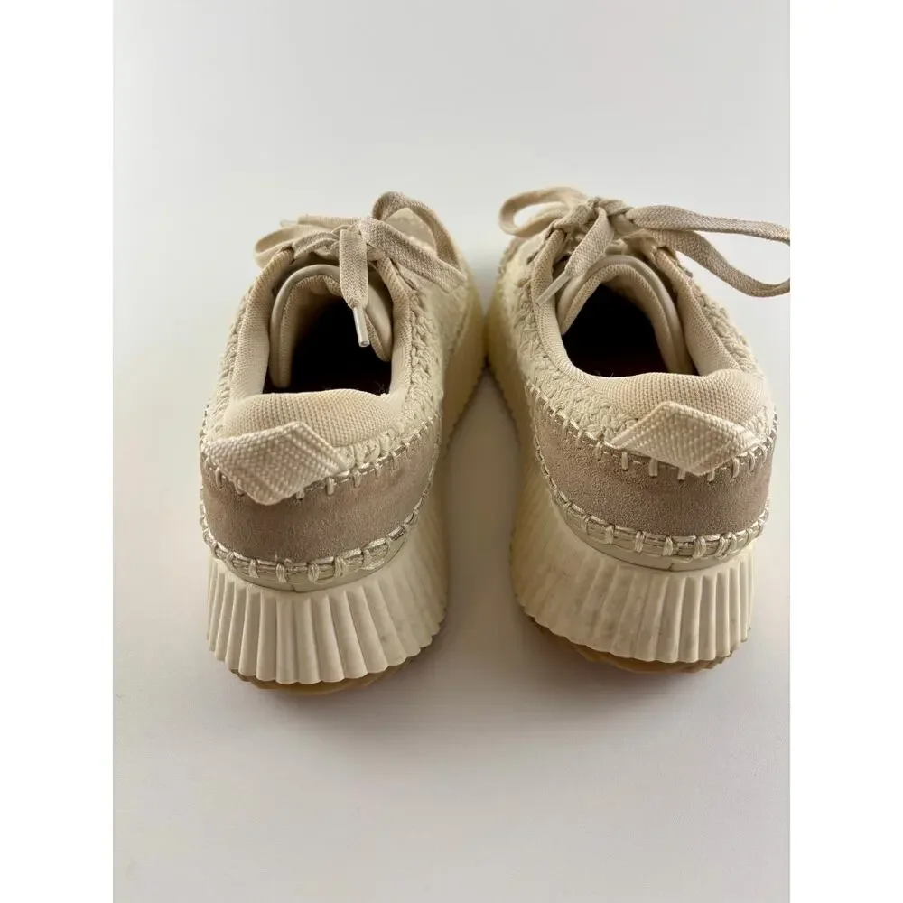 Dolce Vita Ivory Knit Sneakers Womens 7.5 Platform Lace Up Casual Shoes